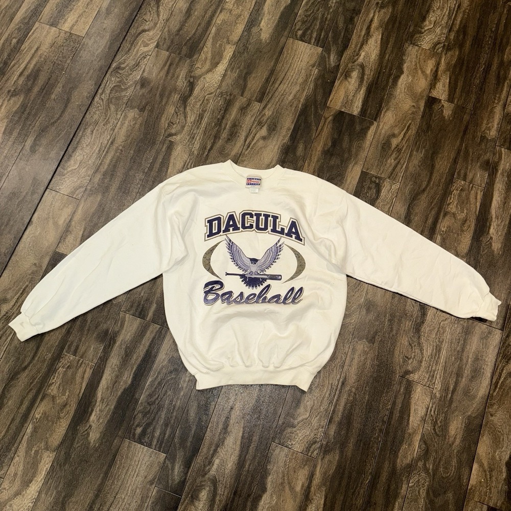 Dacula High School Falcons Baseball Crewneck Sweatshirt White‎ Size M